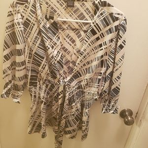 BCBG Black and White Blouse